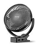 Koonie 10000mAh Clip on Fan Rechargeable, 8-Inch Battery Operated Desk Fan, USB Fan, 4 Speeds, Strong Airflow, Sturdy Clamp for Golf Cart Office Desk Outdoor Travel Camping Tent Gym Treadmill,Black
