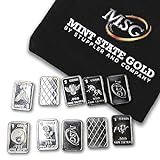 TEN One Gram .999 pure Silver Bars with random designs in a jewelry pouch (Original Version)