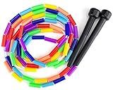 K-Roo Sports Rainbow Jump Rope with Plastic Beaded Segmentation, 7-Foot - Colorful, Nostalgic Kid Toy for Indoor/Outdoor Skipping Games & Exercise, Multi