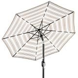 Best Choice Products 10ft Solar Polyester LED Lighted Patio Umbrella w/Tilt Adjustment and UV-Resistant Fabric - Striped Tan