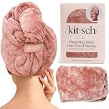 Kitsch Plush Microfiber Hair Towel Wrap for Women – Ultra Absorbent Microfiber Bath Towels for Wet, Curly, Long or Short Hair – Anti-Frizz Hair Wrap, Great Hair Care Gifts for Women – Terracotta