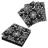 Halloween Spiderweb Paper Napkins, 24 Pcs Black Spider Web Disposable Hand Towels, 6.7x6.7 Inch, Halloween Dinner Party Supplies