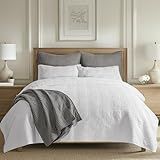 Levtex Home Cloud Waffle Full/Queen Quilt Set (88x92in) and 2 Pillow Shams (26x20) - Box Quilted Waffle Texture - Bright White - Cotton Full/Queen Size Quilt Bedding Set - Lightweight Soft Pre-Washed
