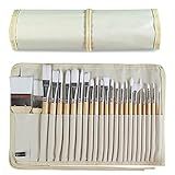 Paint Brushes Set of 24 Pieces Wooden Handles Brushes with Canvas Brush Case, Professional for Oil, Acrylic and Watercolor Painting