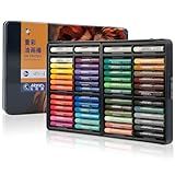 Marie's 48 Colors Oil Pastels with 4 Bonus White Pencils in Tin Box,Vibrant Colors for Smooth Blending & Layering, Oil Pastels for Artists, Students, Teachers & Beginners (10x70mm)