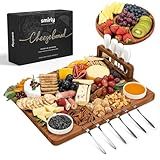 SMIRLY Charcuterie Boards Set - Large Bamboo Cheese Board Set - House Warming Gifts New Home, Wedding Gift for Couple, Bridal Shower Gift, Birthday Gifts for Women