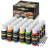 Magicfly Outdoor Acrylic Paint, Set of 30 Colors/Tubes (60 ml, 2 oz.) with Storage Box, Rich Pigments, Multi-Surface Paints for Rock, Wood, Fabric, Leather, Paper, Crafts, Canvas and Wall Painting