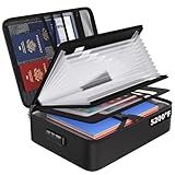 ENGPOW File Organizer Bag with 13 Pocket Accordion File Folder, Fireproof Document Organizer with Lock& Labels,Multi-Layer Portable Home Travel Safe Storage Box for Important Documents,Files and More