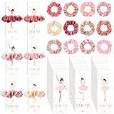24 Sets Ballerina Party Favors Include 24 Pink Hair Scrunchies 24 Ballet Thank You Cards Ballet Dance Recital Gifts for Girls Ballerina Birthday Party Decorations Supplies
