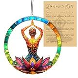 Yoga Acrylic Ornaments with Card for Christmas Tree Decorations, Yoga Gifts for Women, Gift for Yoga Lovers, Instructors, Teachers, White Elephant Gifts for Friends, Early for Women