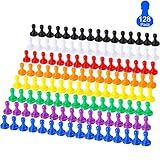 Gejoy 128 Pcs Board Game Pieces Multicolor Plastic Pawns Game Pieces for Board Games Chess,1 Inch Game Pawns, Tabletop Markers, Arts and Crafts