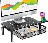Zimilar Monitor Stand Riser with Metal Mesh Drawer, Height Adjustable with Phone Holder for Computer, Laptop, Printer, Notebook, Computer Monitor Stand with Storage