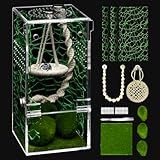 AZV Jumping Spider Enclosure Kit,Escape Proof Praying Mantis Habitat,Magnetic Door Arboreal Tarantula Cribs Ventilation Spider House,Complete Transparent Acrylic Snail Cage,Reptile Tank Bug Terrarium