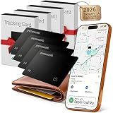 SPOTMINDERS Apple MFi Certified Wallet Tracking Card Black 4-Pack Travel Gifts for Him Works with Apple Find My Rechargeable Tracker IP68 Waterproof 0.07" Slim iPhone Item Finder for Luggage Passport
