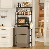 Yuyetuyo 3-Tier Mini Fridge Stand Shelf with Storage, Microwave Organizer Shelf and Mini Fridge Cabinet with Storage for Kitchen, Dorm, and Coffee Bar with Mini Fridge Space