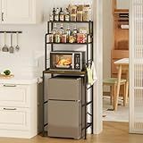 Yuyetuyo 3-Tier Mini Fridge Stand Shelf with Storage, Microwave Organizer Shelf and Mini Fridge Cabinet with Storage for Kitchen, Dorm, and Coffee Bar with Mini Fridge Space