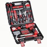 prekull Tool Set - 8V Cordless Drill Kit, 132 Piece Box With Hand Drill, Home Kits for Men & Women, Perfect for Homeowner, Diyer, Handyman