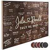 USA Custom Gifts Personalized Wedding Guest Book Alternative with Couple's Names & Date, 5 Colors, 4 Sizes, Rustic Wedding Decorations, Includes Signing Marker, D1