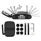 WOTOW Bike Repair Tool Kit - 16 in 1 Bicycle Multitool Portable Mountain Bike Tool Cycling Maintenance, Bike Hex Key Wrench & Bike Tube Patch Kit & Tire Lever & Hard Carrying Case (16 in 1)