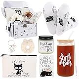 LiYiQ Cat Lover Gifts for Women - Cat Mom Gifts, Crazy Cat Lady Essentials: Makeup Bag, Socks, Scrunchies, Greeting Cards - Perfect for Birthdays & Mother's Day