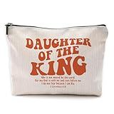 Christian Gifts for Women, Christian Makeup Bag, Groovy Daughter of the King Bible Verse Scripture Cosmetic Bags Toiletry Bag for Women, Bible Verse Gifts, Religious Gifts for Christian Woman