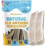 hotspot pets Grade A, Split Elk Antlers for Large Dogs X-Large 8+ Inches- Premium Elk Antlers for Dogs 50+Lbs (2 Pack) Naturally Shed Antler Bone for Large Breed Aggressive Chewers -Sourced in USA