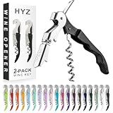 HYZ 2-Pack Wine Opener, Waiter Corkscrew Wine Key for Server, Black