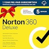 Norton 360 Deluxe 2026 Ready, Antivirus software for 5 Devices with Auto-Renewal – Includes Advanced AI Scam Protection, VPN, Dark Web Monitoring & PC Cloud Backup [Download]