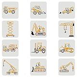 FINGERINSPIRE 12 Pcs Construction Vehicle Stencils 7.9x7.9 inch Reusable Truck Stencils Plastic Forklifts Excavators Cranes Mixers Pattern Stencil Reusable Construction Vehicle Stencil for Painting