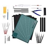 Mandala Crafts 33 PCS Plastic Model Tool Kits with Hobby Clippers, Tweezers, Drills, Grinder, Knife - Professional Basic Model Building Tools Set for DIY Miniatures Mecha Cars Dollhouses