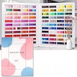 Acycoin2A 528 Nail Gel Polish Display Chart Acrylic Nail Art Sample Book Salon Color Exhibit Tools Showing Shelf with False Tips and Number Sticker