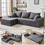 CozyMine 108'' Modular Sectional Couch, Modern 3-Seater Boneless Cloud Sleeper Sofa, L-Shaped Convertible Sectional with Non-Slip Bottom, No Assembly Required, Deep Seats Couch for Living Room, Grey