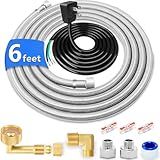 Dishwasher Installation Kit - 6 FT Stainless Steel Dishwasher Hose with 3/8" Compression Connections,Food Grade PEX Inner Tube Dishwasher Water Supply Line with Elbows,Adapters and 6 FT Power Cord