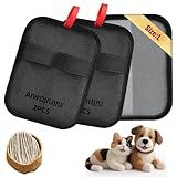 Aiwojiujiu 2 Pcs Pet Hair Removal Glove - Upgraded Electrostatic Pet Hair Remover Gloves for Cats & Dogs, Reusable & Washable Magic Brush Pet Hair Removal Tool (Black, L)