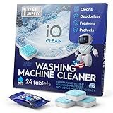 iO CLEAN Washing Machine Cleaner Descaler Tablets, 24 Count (1 Year Supply) – Deep Clean Washer Cleaner Tablets for HE Front Load & Top Load – Unscented Washing Machine Descaler for Odor Control