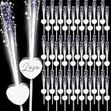 Tujoe 100 Pcs Wedding Fiber Optic Wands Heart Shape Glow Sticks,White