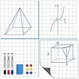 Bintomo Magnetic Graph Paper for Whiteboard: 4-in-1 Dry Erase Grid XY Coordinate Plane for White Board - 30"x30" Reusable Axis Board with Markers, Magnets, Eraser for Math Teacher Classroom Must Have