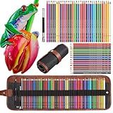 Heshengping 48 Color Colored drawing sketching Pencils Set for Coloring Books Drawing kit Art Supplies with Roll up Canvas Case gift for Adults Beginners familys