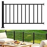 ATEMOU Aluminum Deck Railing Kit, Modular 36 in H. x 5 Ft W Level Railing Kit for Outdoor Steps,Heavy Duty Balustrade System for Deck, Porch, Patio & Balcony(1 Post, 1 Panel)