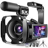 5K Video Camera Camcorder, UHD 64MP Vlogging Camera for YouTube with 3" 270° Rotatable Touch Screen, Digital Camera with IR Night Vision, 16X Zoom/WiFi/Webcam/HD/32GB Card/2 Batteries/Microphone