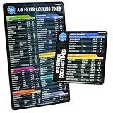 Air Fryer Magnetic Cheat Sheet Set - Air Fryer Accessories Cookbook - As Seen on the Today Show an Easy to Use AirFryer Time Chart Set - Strong Magnet Quick Reference Cooking Guide for Frying (Black)