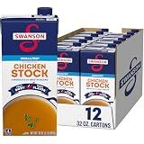 SWANSON S 100% Natural Unsalted Chicken Stock, 32 Oz Carton (Pack of 12)