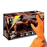 Atlantic Safety Products Orange Lightning Exam Gloves, Disposable, Powder-Free Nitrile Gloves, Orange, Medium, 100-Ct