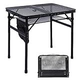 JOUYEK Camping Table, 2x1.3 FT Portable Folding Grill Table, Lightweight Height Adjustable Metal Tables with Mesh Desktop and Mesh Bag, Outdoor Tables for Camping, Picnic, Beach and BBQ, Black