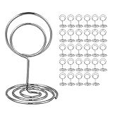 UMETDO 30PCS Table Number Holders Place Card Holder - Photo Holders for Tables, Cards Stand Name Menu Clips, Table Sign Holders for Wedding Anniversary Birthday Party, Silver