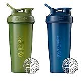 BlenderBottle Classic Shaker Bottle Perfect for Protein Shakes and Pre Workout, 28-Ounce (2 Pack), Moss and Navy