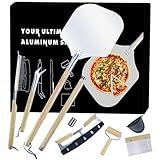 7PCS Pizza Oven Accessories Kit – Premium Pizza Making Tools Set for Home & Outdoor Ovens – Includes Pizza Peel, Oven Brush, Bubble Popper Turner, Rocker Cutter, Dough Roller & Scraper