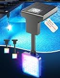 LightHacker Solar Pool Lights for Inground Pools,Upgraded Solar Lights with LCD Pool Thermometer, Underwater Submersible Led Light for Pool Accessories, Swimming Pool Lighting with 10 Light Modes, 1PC