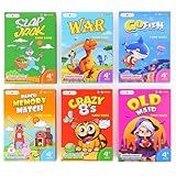 Upgraded Kids Card Games Pack, 6 Decks, Go Fish, Old Maid, Crazy Eights, Memory Match, Slap Jack, War, Playing Cards, Easter Basket Stuffers, Stocking Stuffers