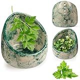 Pottery Herb Stripper Bowl, Handmade Ceramic Herb Peeling Bowl, for Separating Leaves and Stems (Green)